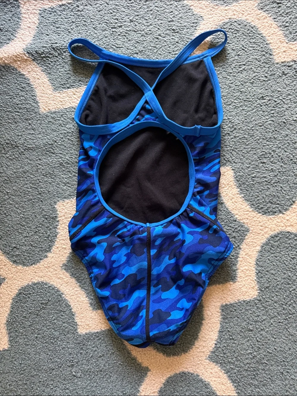 TYR Blue Camouflage Kids One-Piece Swim Team Swimsuit